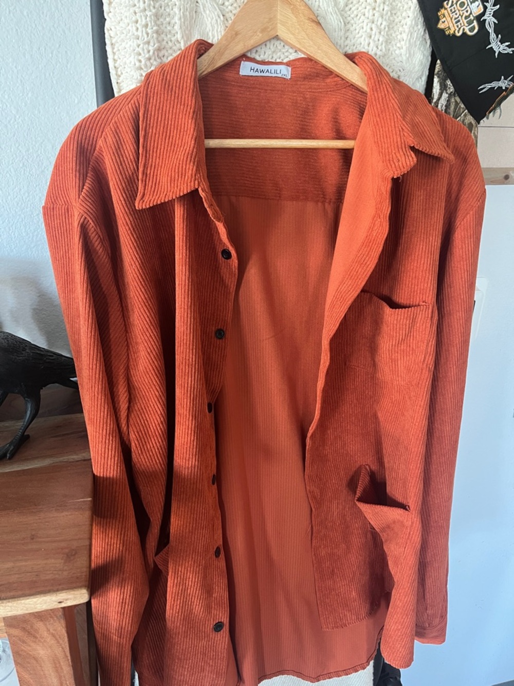 Hawalili Orange Corduroy Shirt Jacket